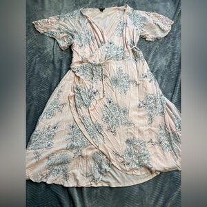 Torrid Blush Pink Floral Gauze Wrap Midi Dress 2 (2X)